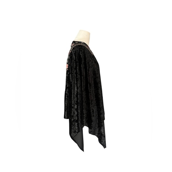 Philosophy Republic Clothing Open Front Wrap Velvet Embroidered Boho Cover Up - Picture 5 of 8